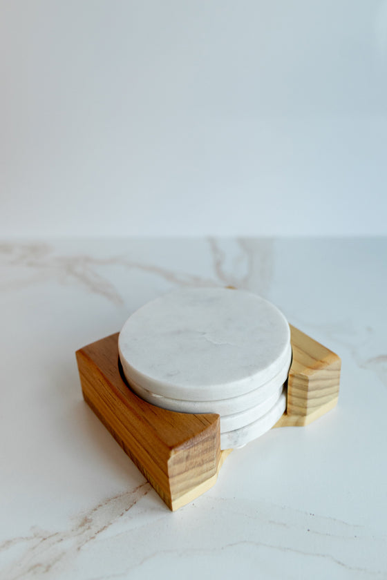 Wooden Round Coaster Set