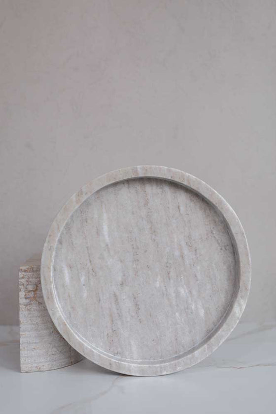 Beige Marble Round Tray