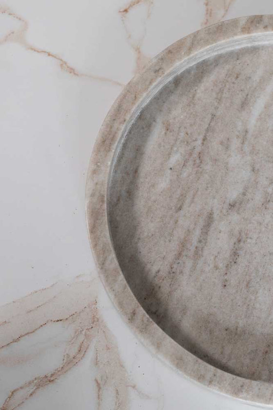 Beige Marble Round Tray